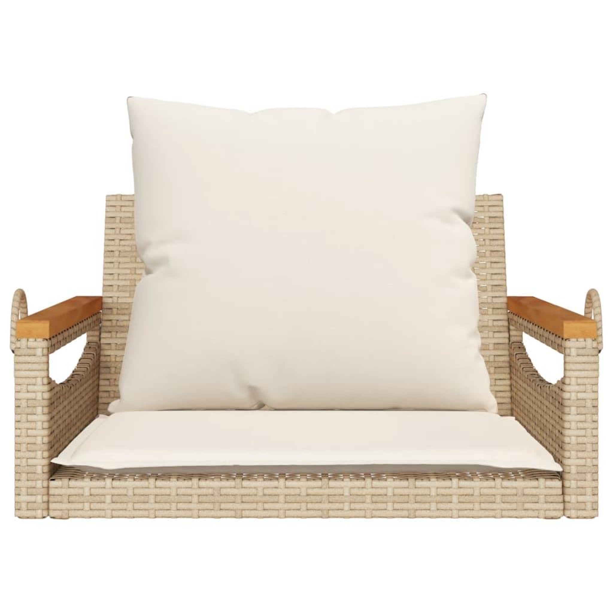 Voir la diapositive 4 : VIDAXL Balancelle avec coussins beige 63x62x40 cm resine tressee