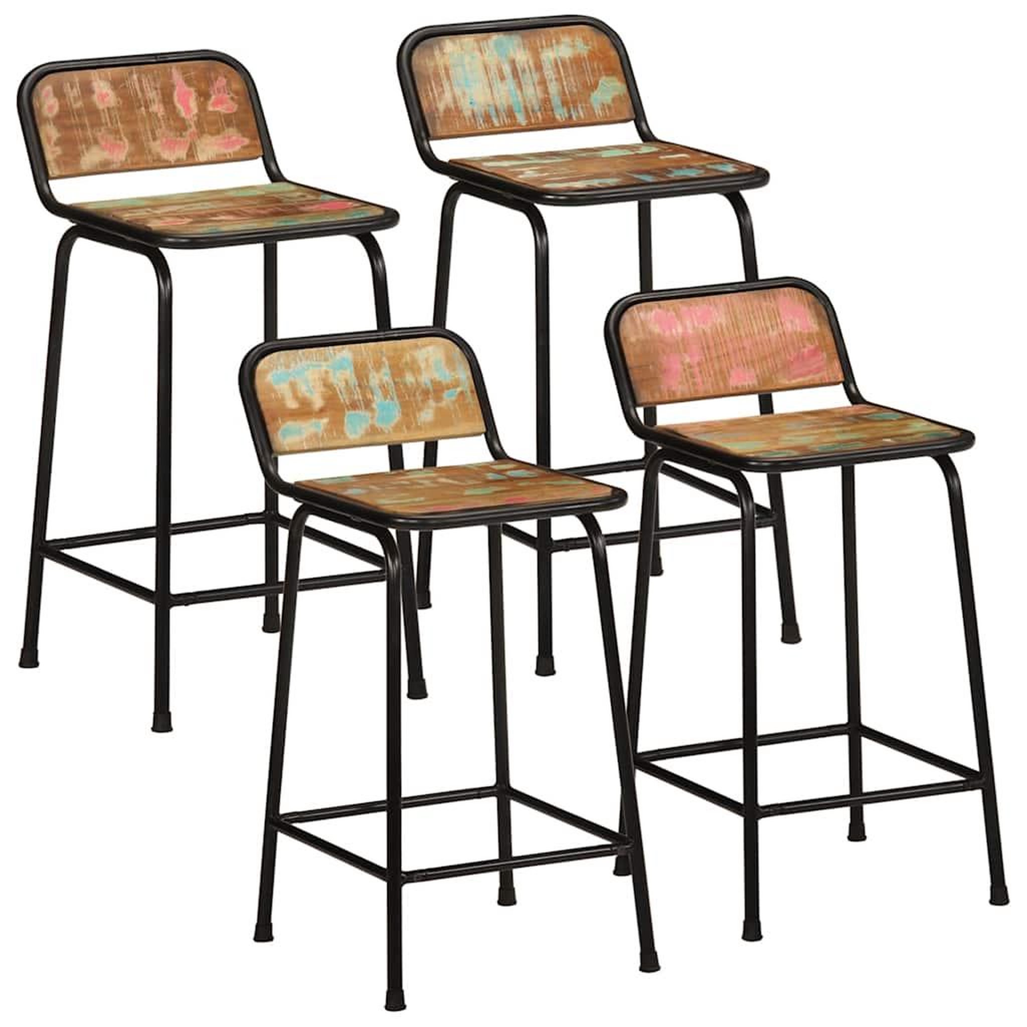VIDAXL Tabourets de bar lot de 4 46x35,5x80cm bois massif recuperation