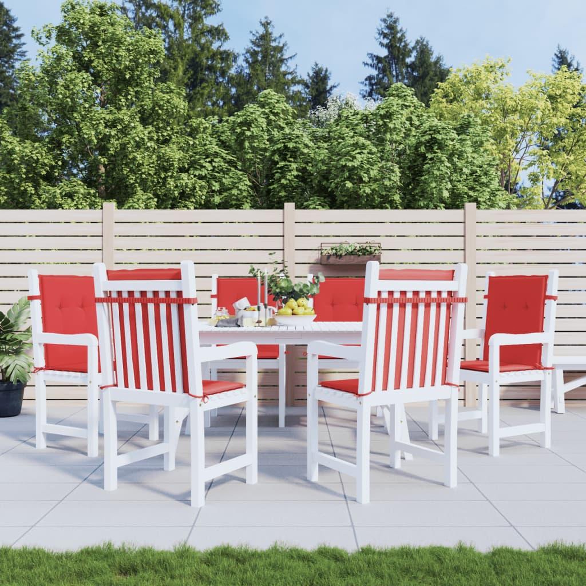 Voir la diapositive 1 : VIDAXL Coussins de chaise de jardin a dossier bas lot de 6 rouge