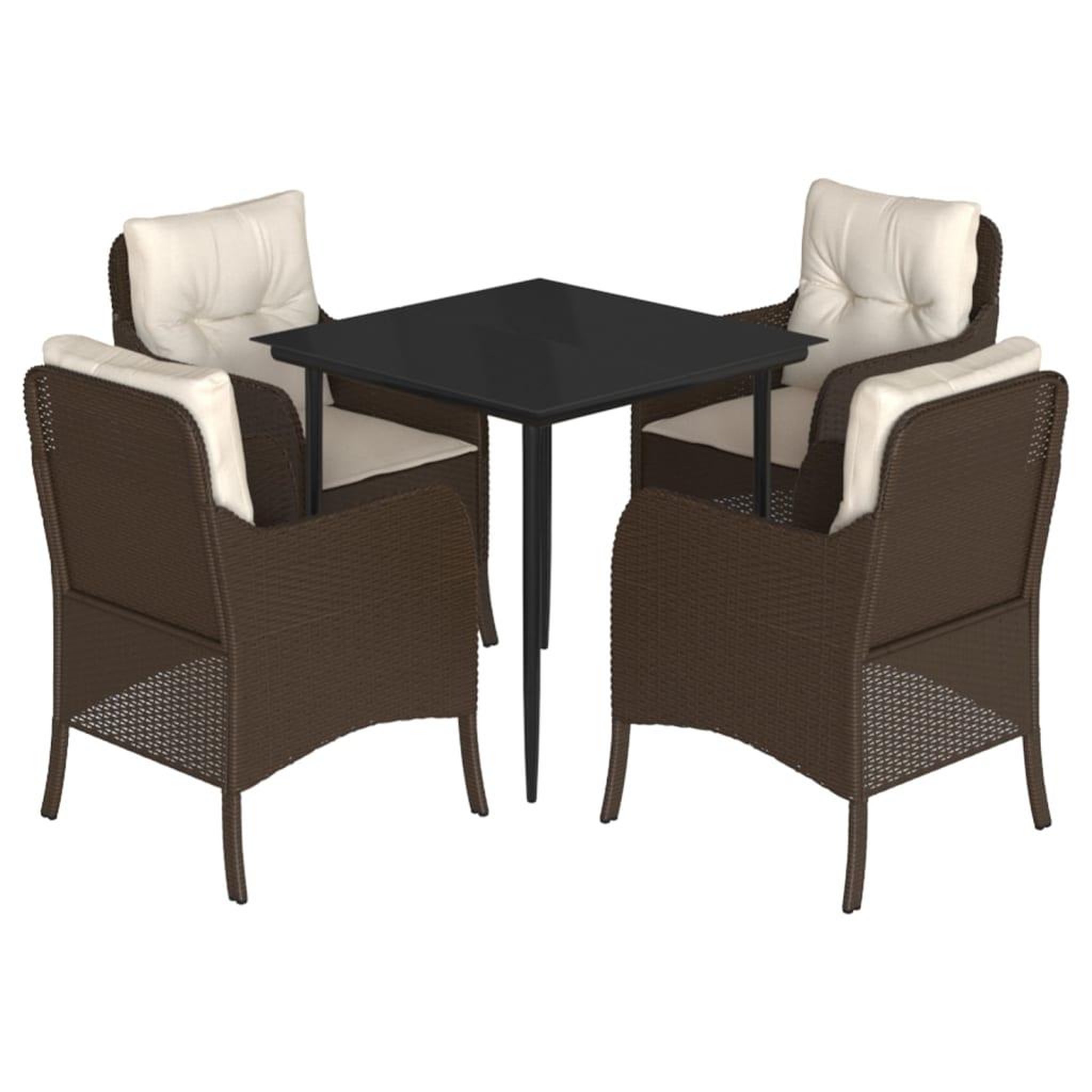 Voir la diapositive 2 : VIDAXL Ensemble a manger de jardin 5 pcs et coussins marron poly rotin