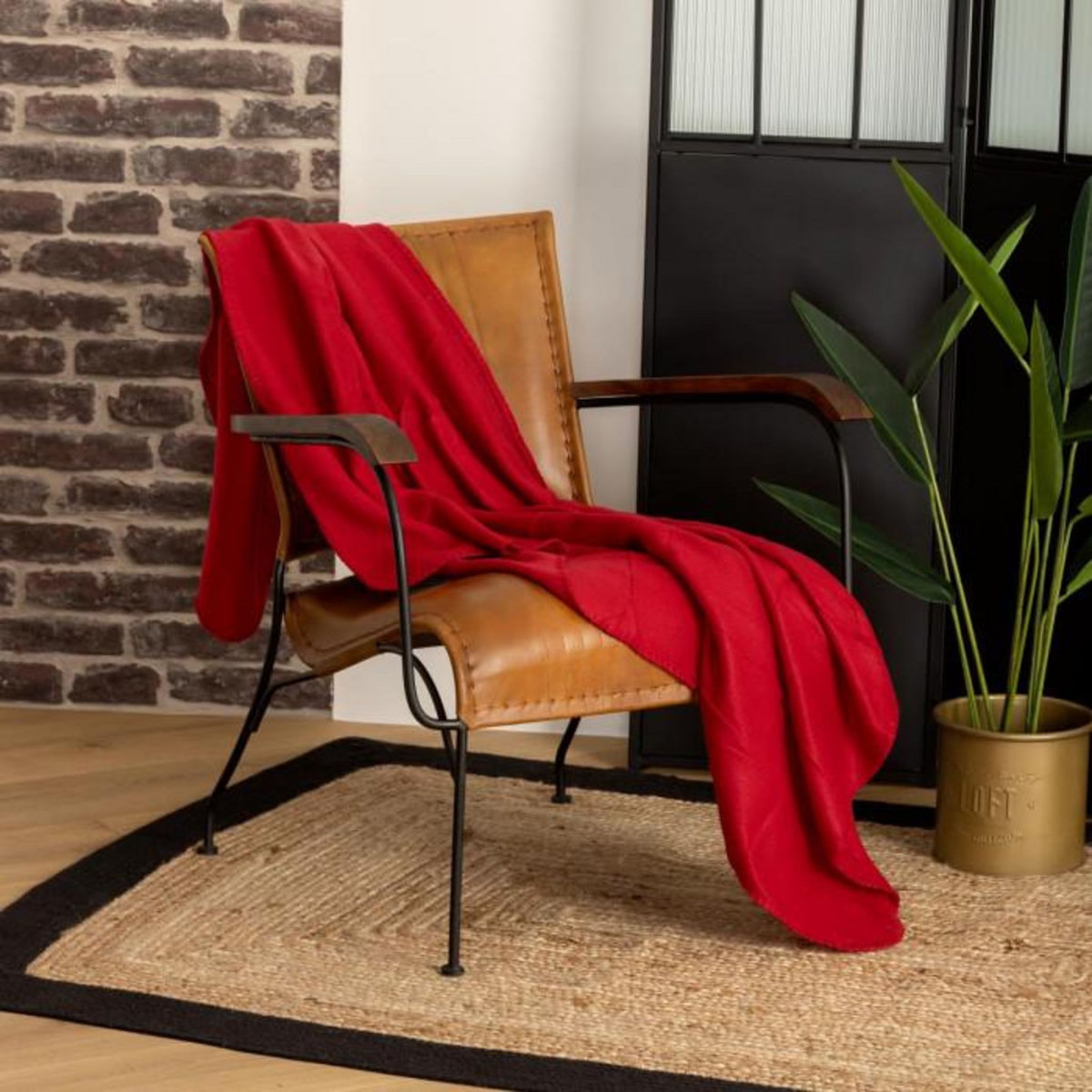 ATMOSPHERA Plaid Polaire  Jeremy  125x150cm Rouge