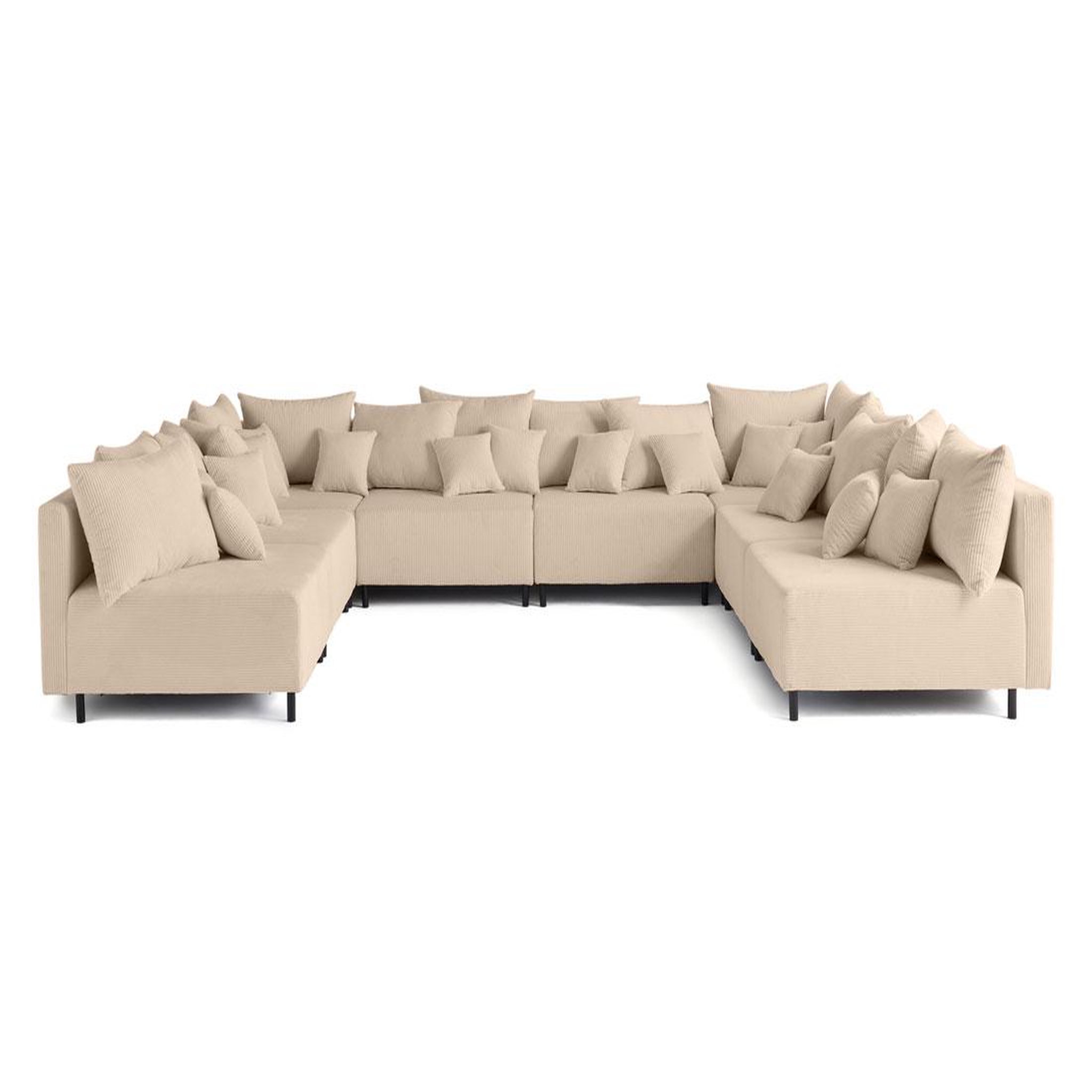BEST MOBILIER Edinburg - canapé modulable panoramique 8 places - en velours côtelé. Coloris disponibles : Vert