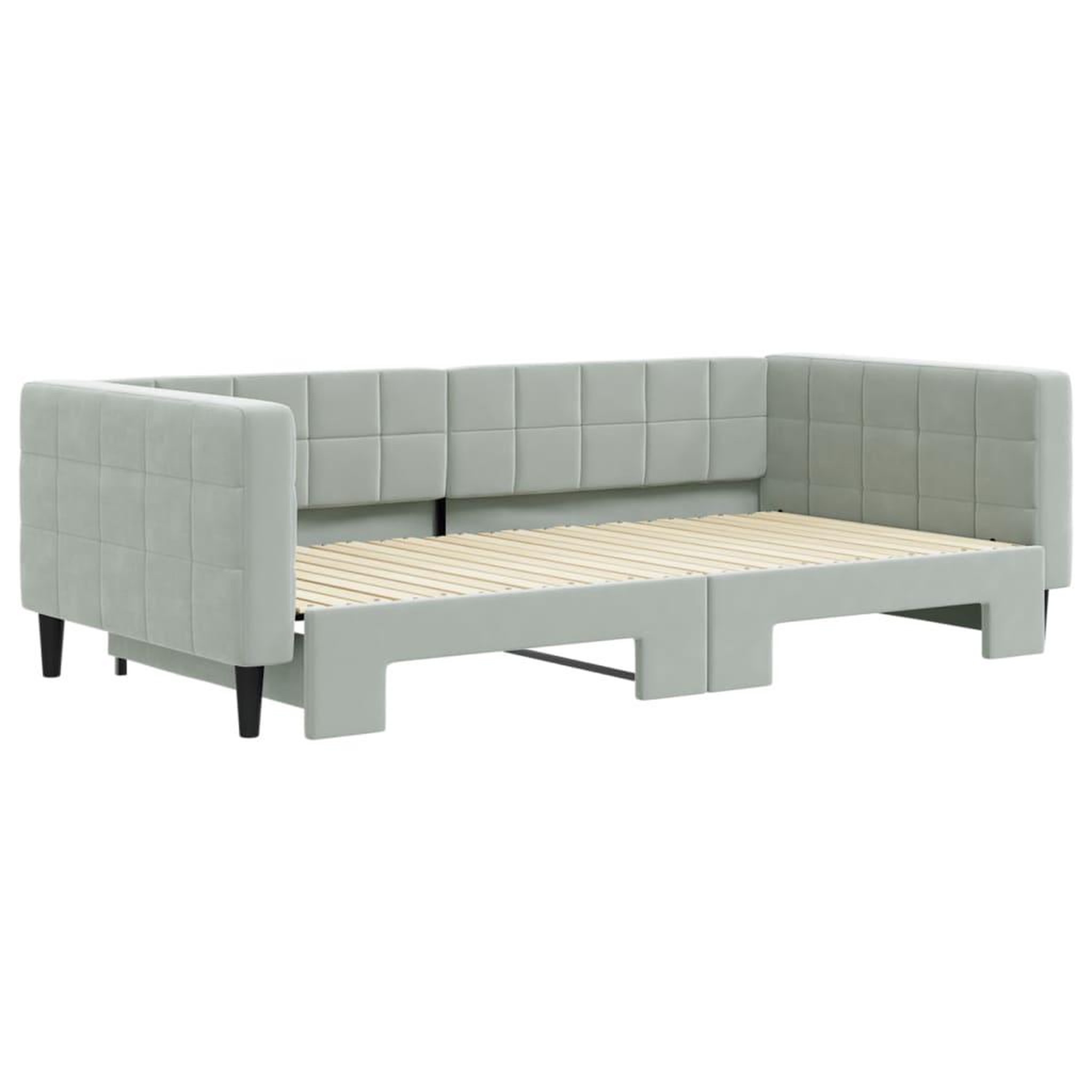 Voir la diapositive 3 : VIDAXL Lit de jour avec gigogne sans matelas gris clair 100x200 cm