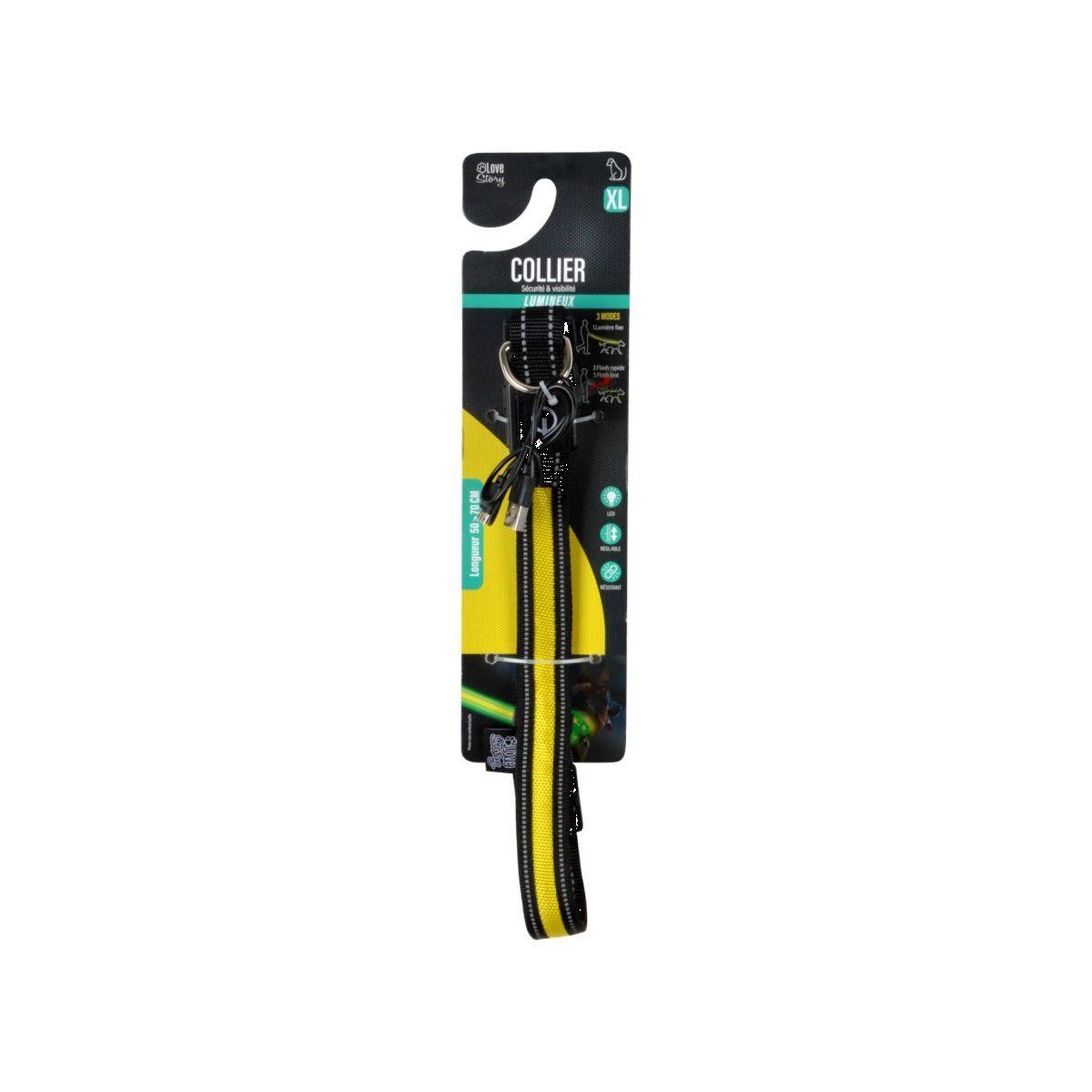 Voir la diapositive 5 : LOVE STORY Collier lumineux pour chien  led  70cm jaune