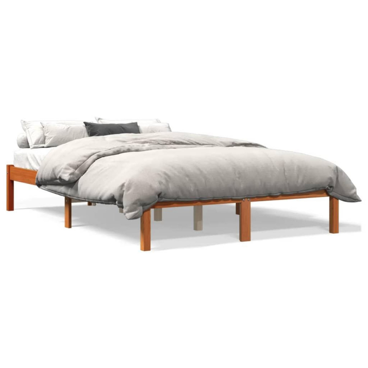 VIDAXL Cadre de lit sans matelas cire marron 140x200cm bois pin massif