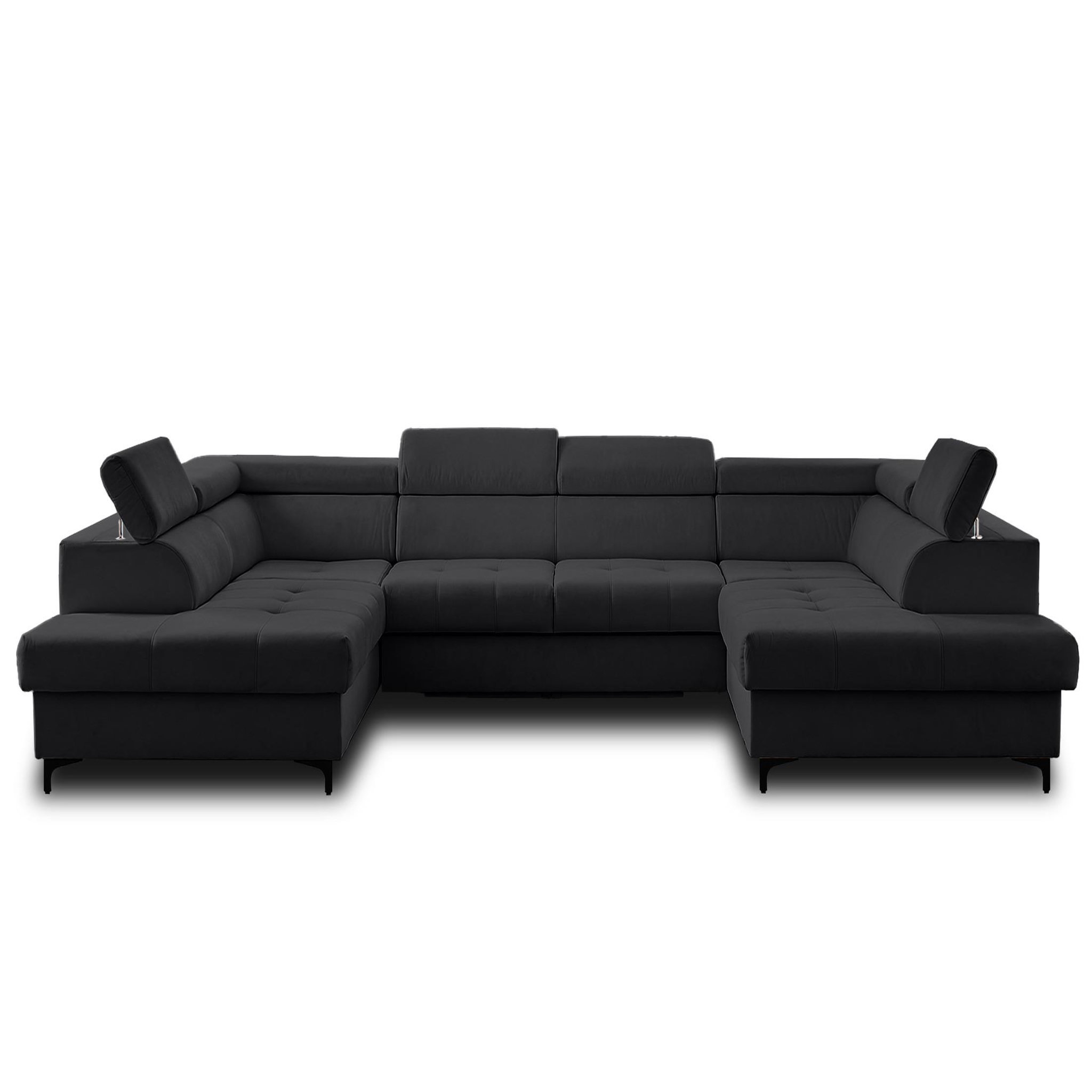 Voir la diapositive 6 : LISA DESIGN Merida - canapé panoramique en u - 7 places - convertible avec coffres et têtières réglables - en velours