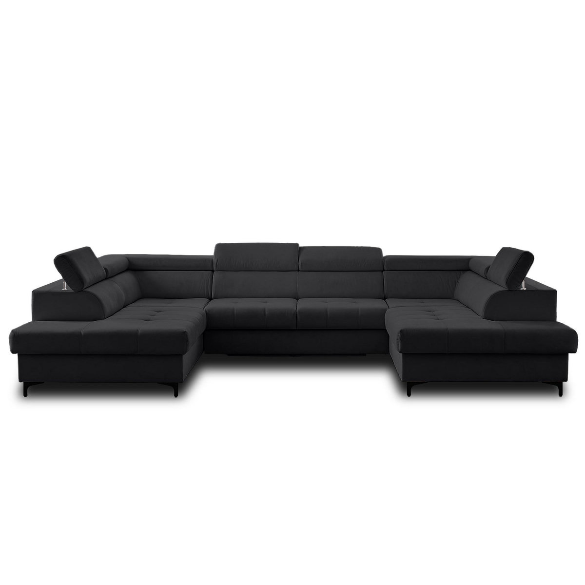 LISA DESIGN Merida - canapé panoramique en u - 7 places - convertible avec coffres et têtières réglables - en velours