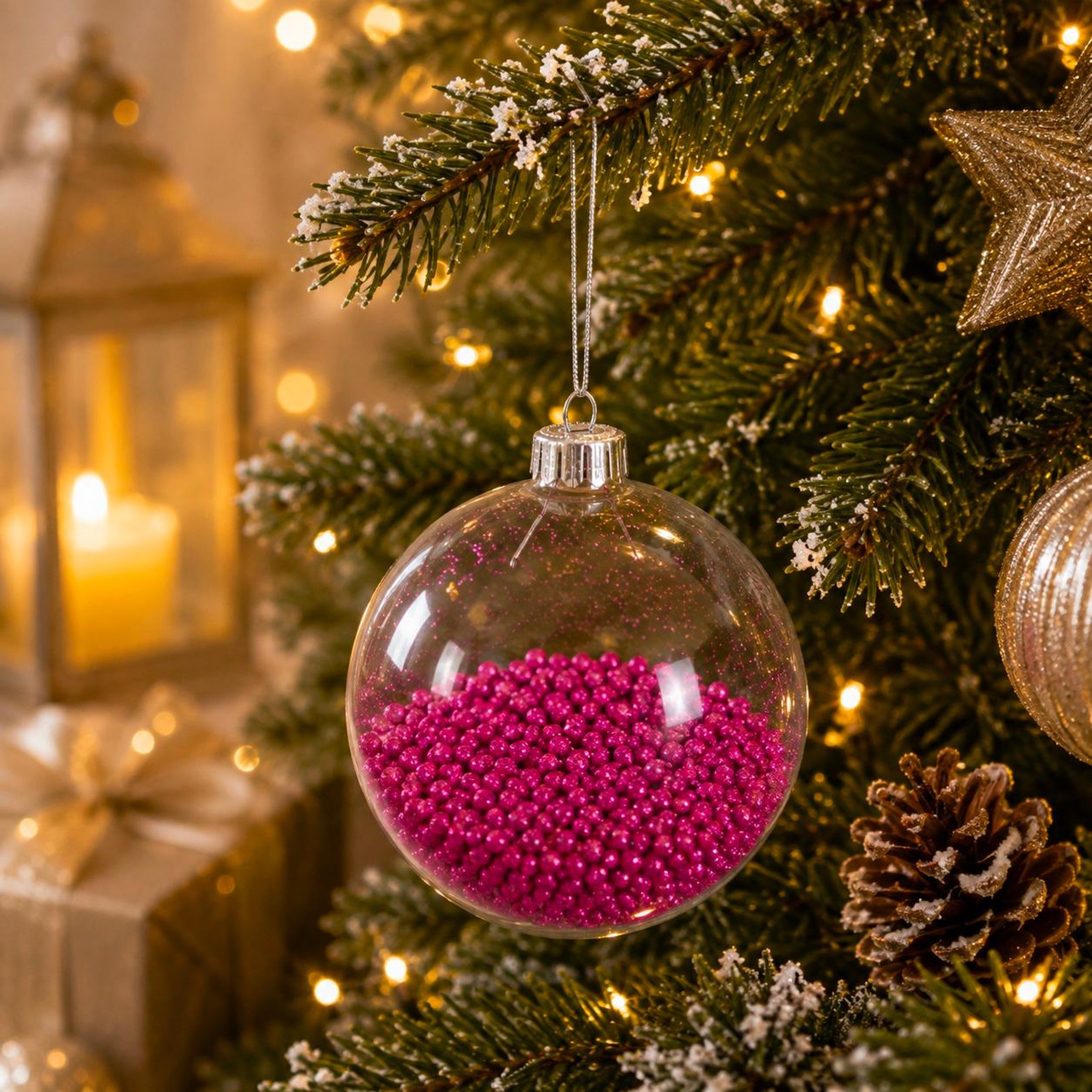 Voir la diapositive 2 : Eden Boule de noël transparente avec billes