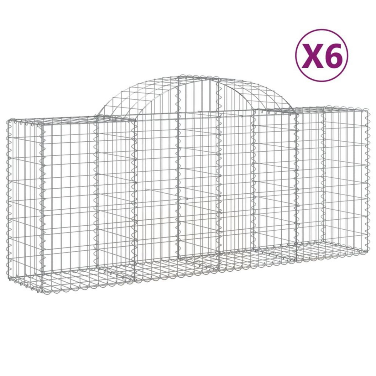 VIDAXL Paniers a gabions arques 6 pcs 200x50x80/100 cm Fer galvanise