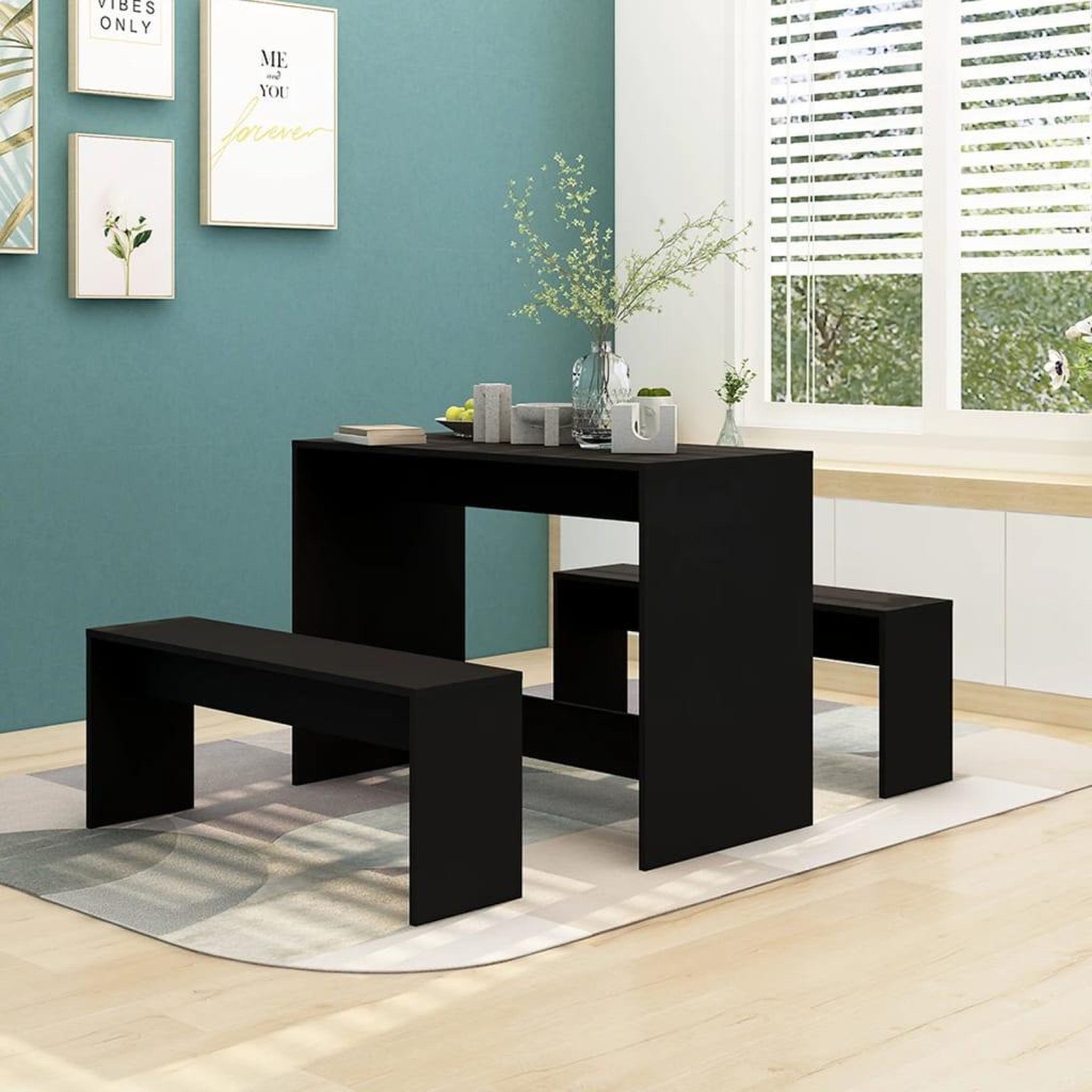 Voir la diapositive 1 : VIDAXL Ensemble a manger 3 pcs Noir Bois d'ingenierie