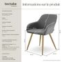 Voir la diapositive 6 : tectake Chaise de salle à manger rembourrée en velours côtelé gris/jaune or Lot de 2