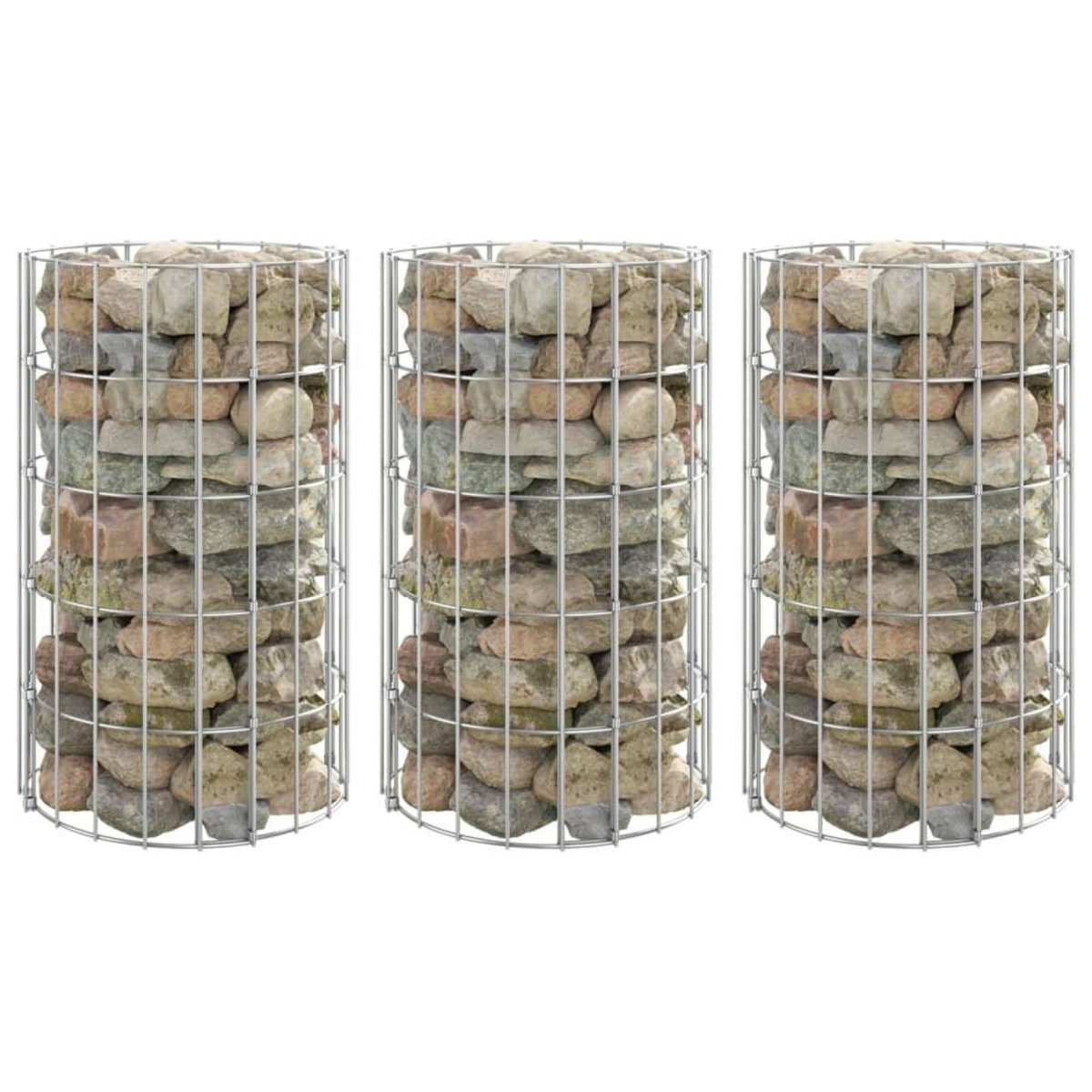 VIDAXL Lit sureleve a gabion circulaire 3 pcs Acier galvanise Ø30x50cm