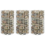 VIDAXL Lit sureleve a gabion circulaire 3 pcs Acier galvanise Ø30x50cm