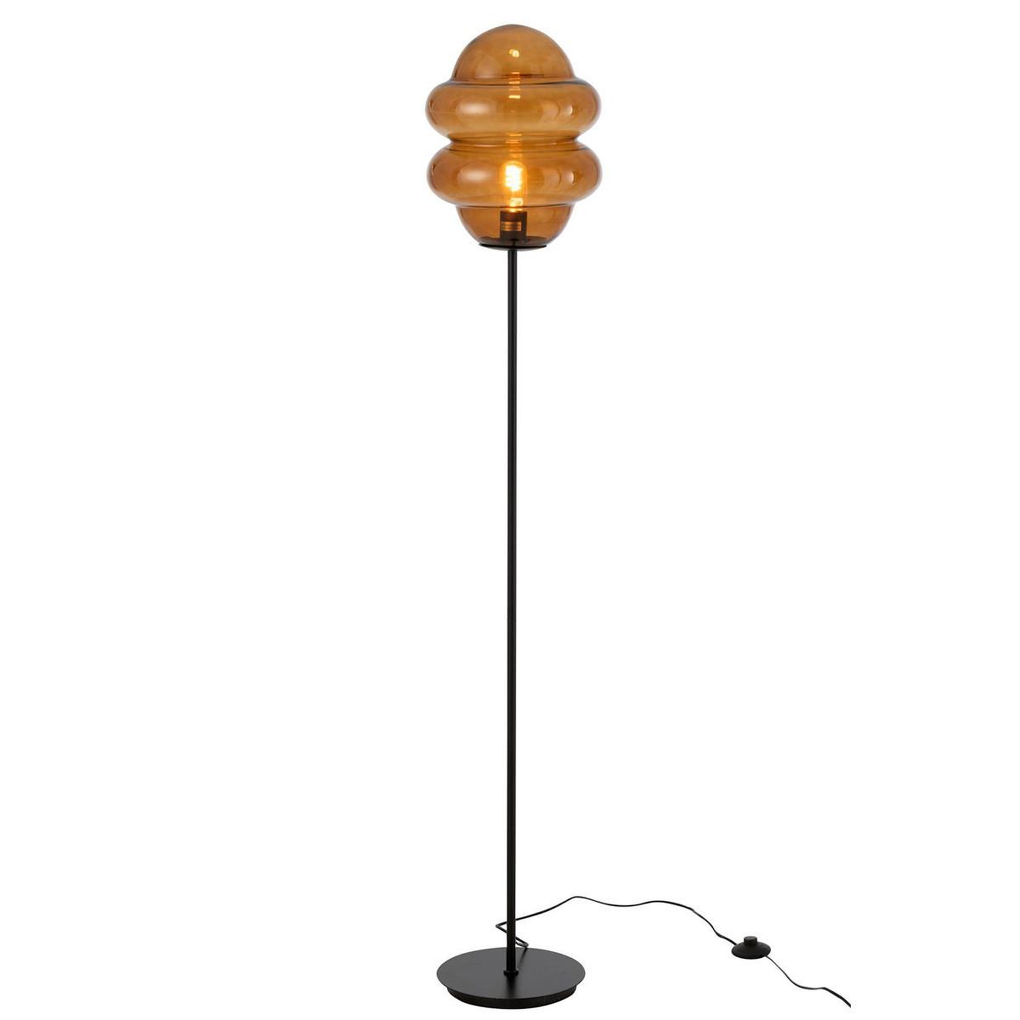 Voir la diapositive 2 : J-LINE Lampadaire en verre  cuillere miel  160cm marron