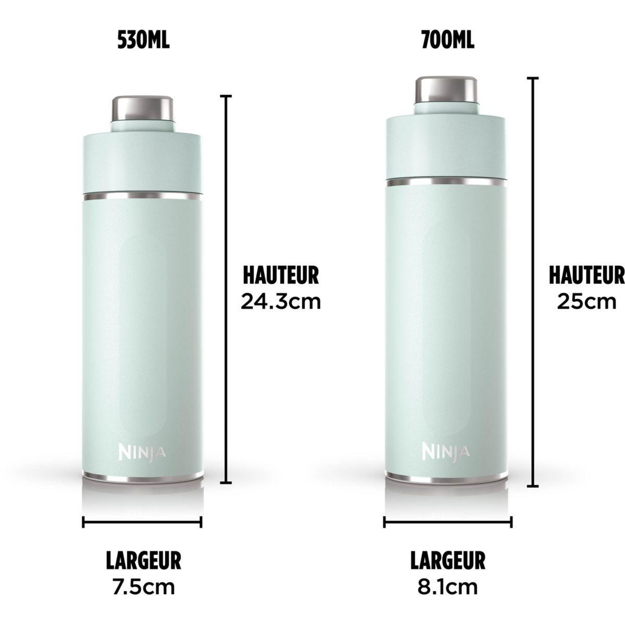 Voir la diapositive 3 : NINJA Bouteille isotherme Thirsti 530ml Travel Bottle Sea Glass