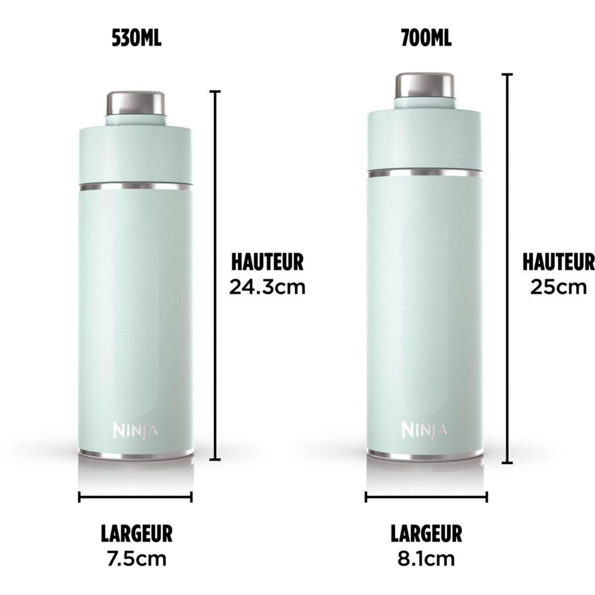 NINJA Bouteille isotherme Thirsti 530ml Travel Bottle Sea Glass