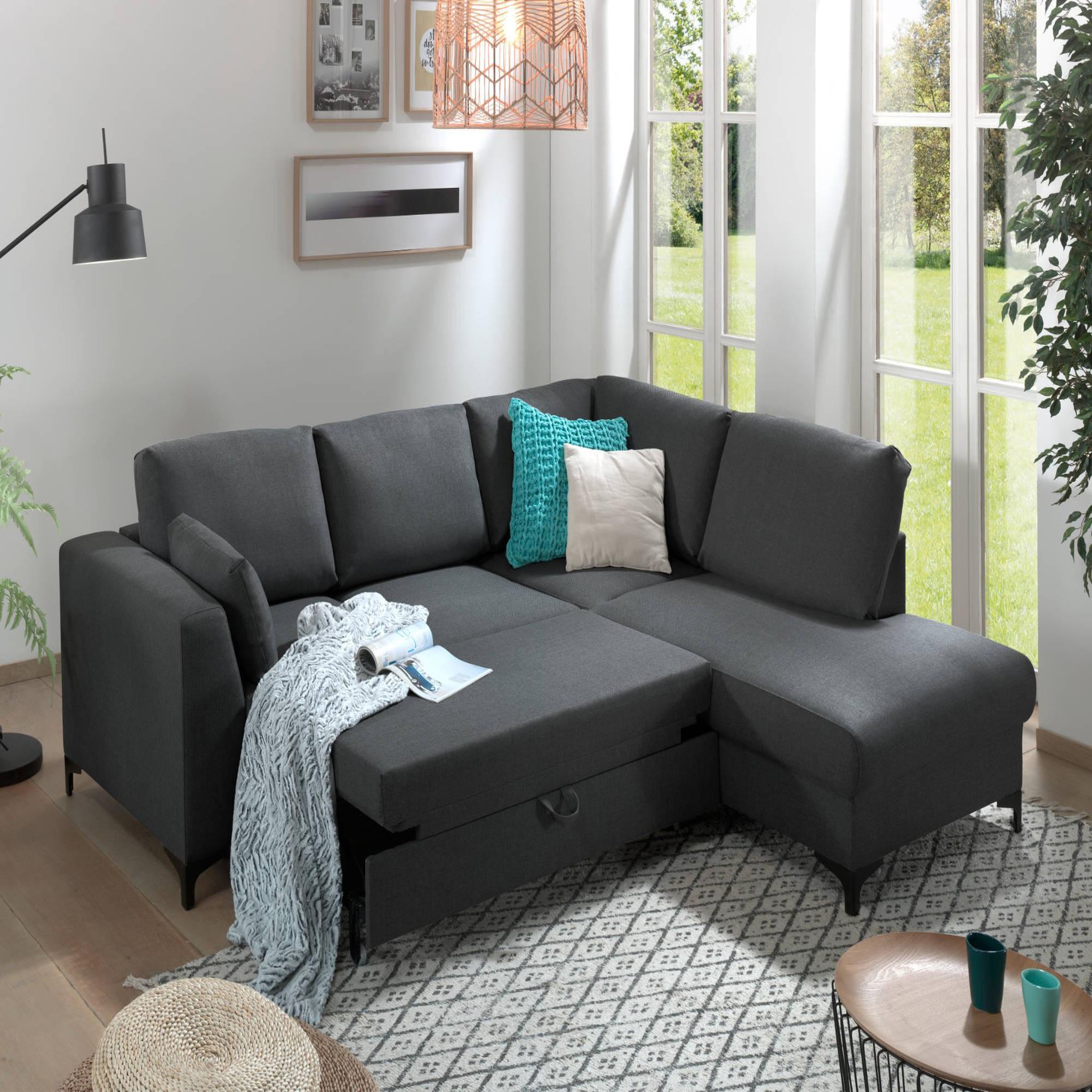 Voir la diapositive 3 : LISA DESIGN Tala - canapé d'angle droit - convertible - 5 places - en tissu