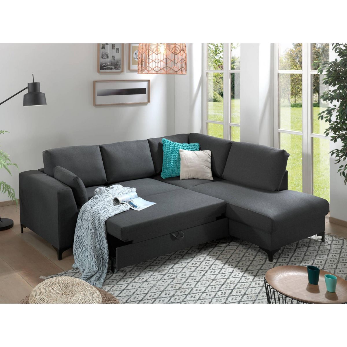 LISA DESIGN Tala - canapé d'angle droit - convertible - 5 places - en tissu