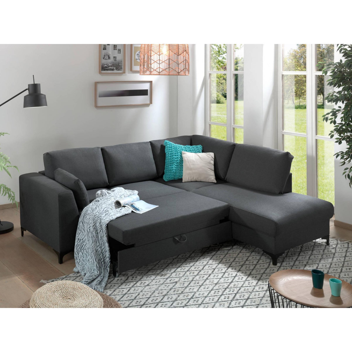 LISA DESIGN Tala - canapé d'angle droit - convertible - 5 places - en tissu