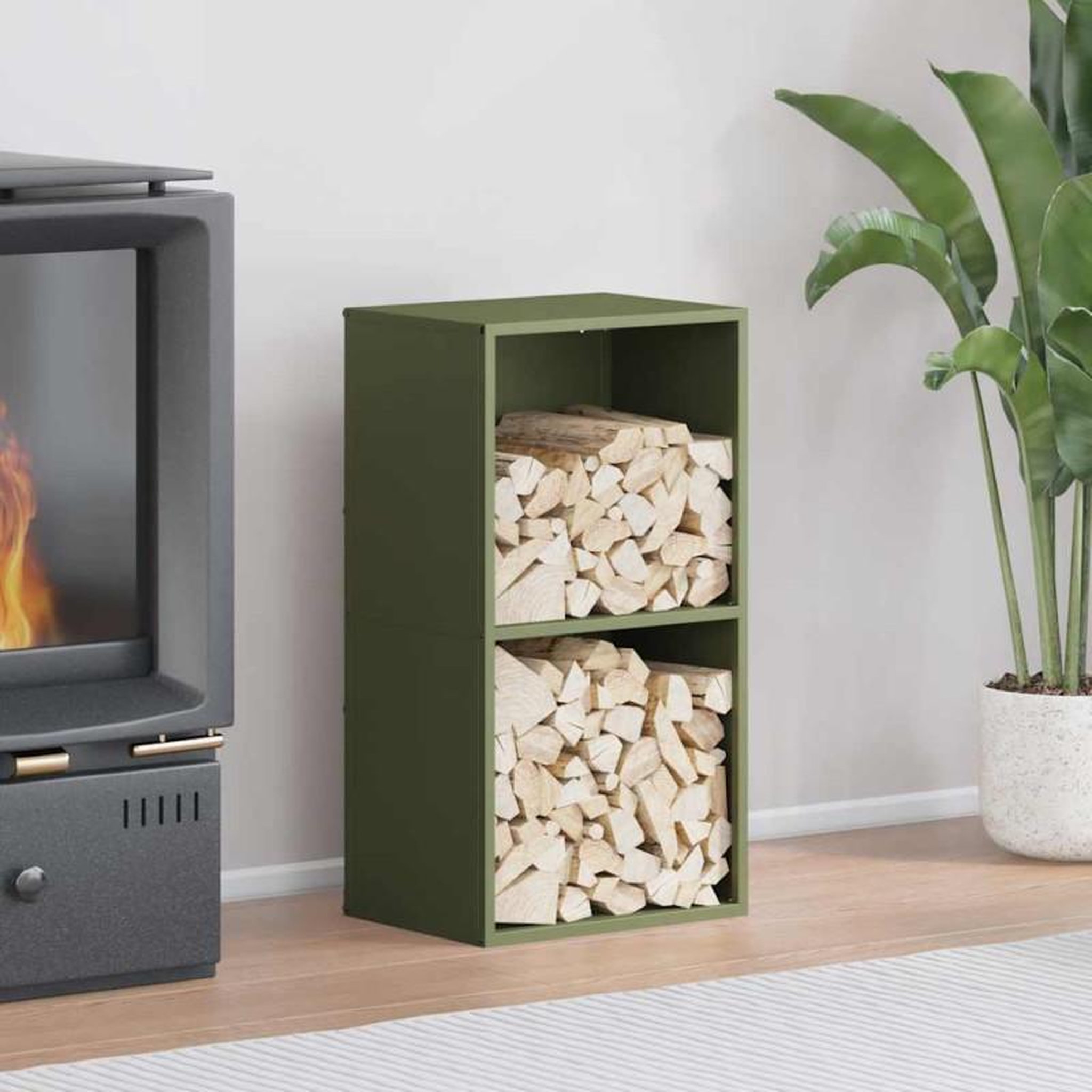 Voir la diapositive 1 : VIDAXL Portant de bois chauffage vert olive 40x30x75 cm