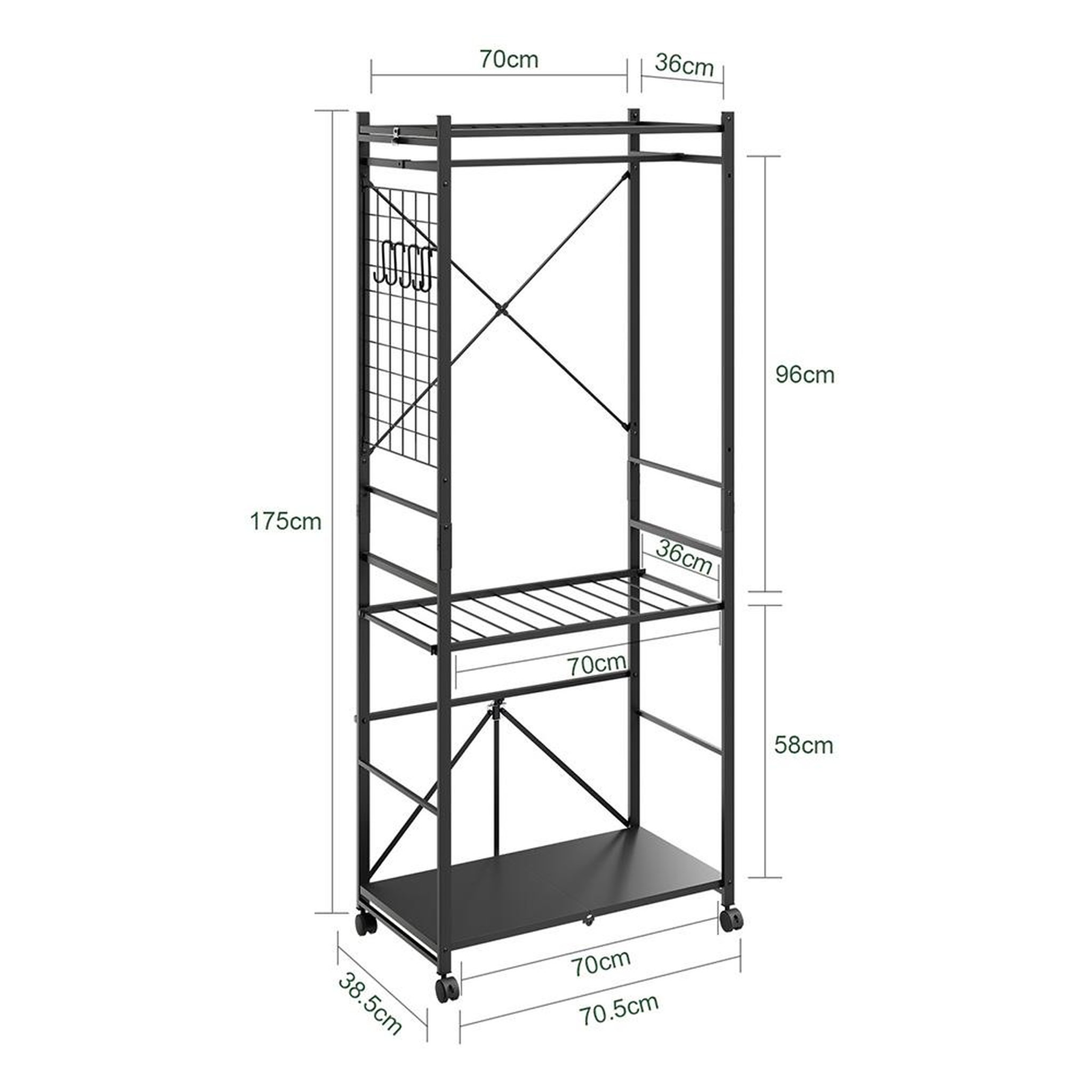 Voir la diapositive 3 : SOBUY Porte-manteaux sur roulettes Gris foncé 70x38x175cm KLS22-SCH