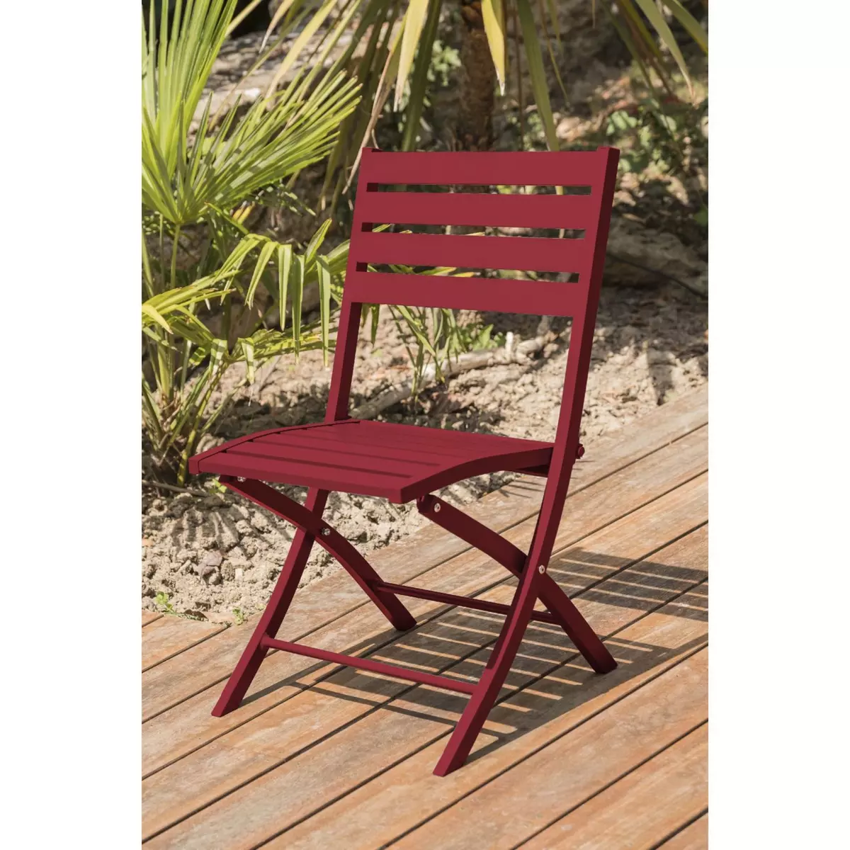DCB GARDEN Chaise de jardin pliante - Aluminium - Rouge carmin - MARIUS