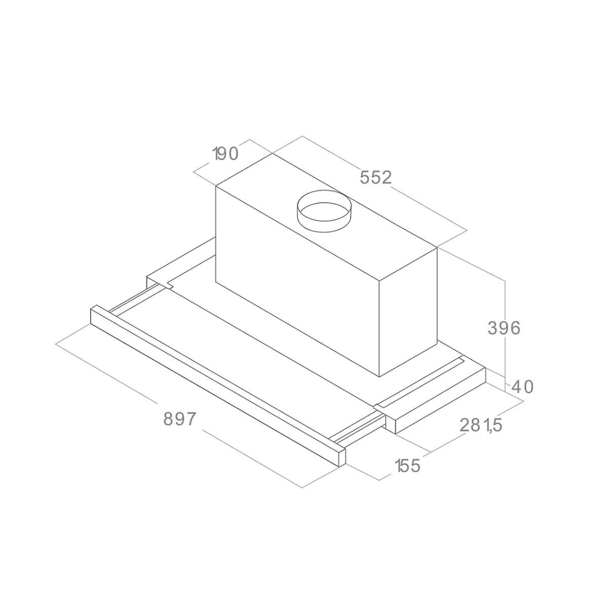 ELICA Hotte escamotable 90cm 63db 535m3/h inox - ELITE35GRIXA90