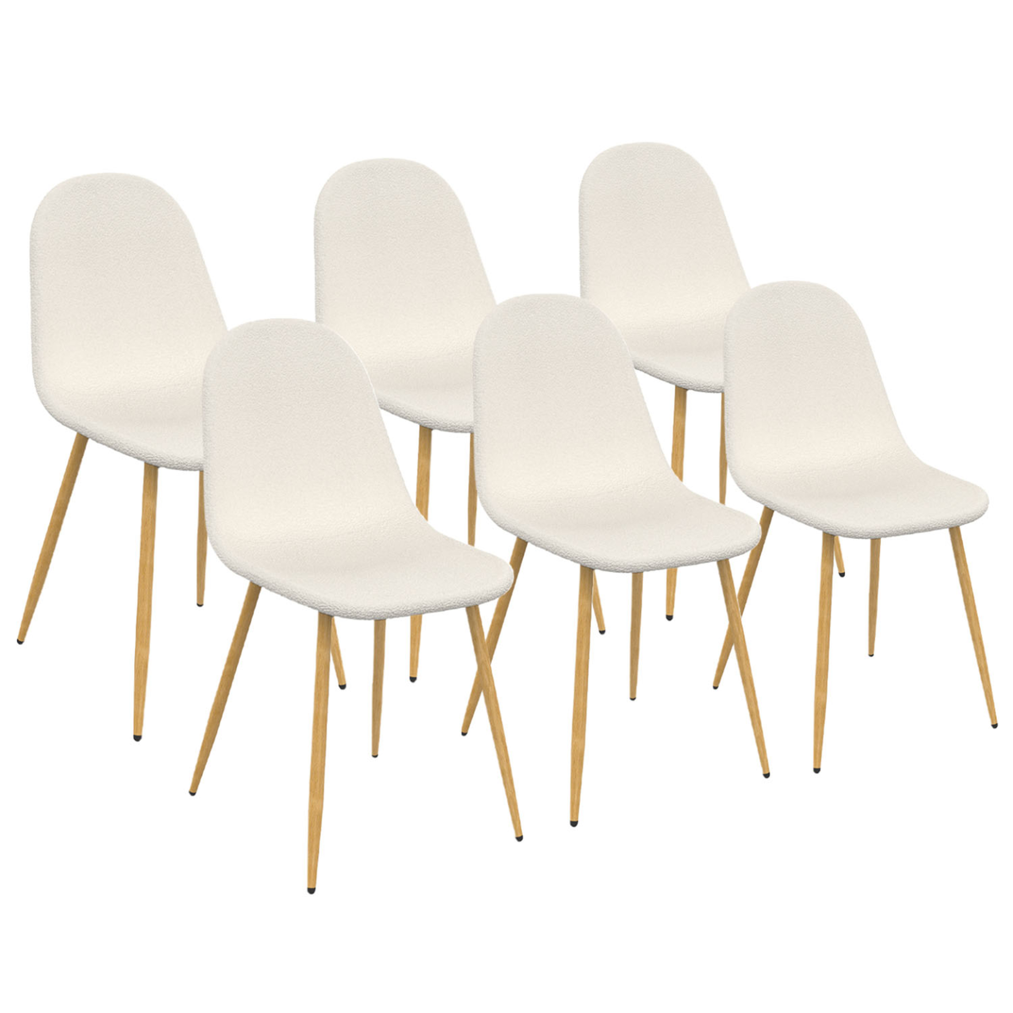 ID MARKET Lot de 6 chaises dari en tissu bouclette pour salle à manger