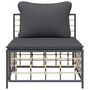 Voir la diapositive 3 : VIDAXL Canapé central de jardin avec coussin gris foncé résine tressée