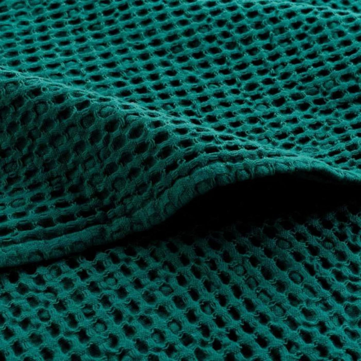 Paris Prix Plaid Nid d'Abeille Uni  Gaufrette  125x150cm Pétrole