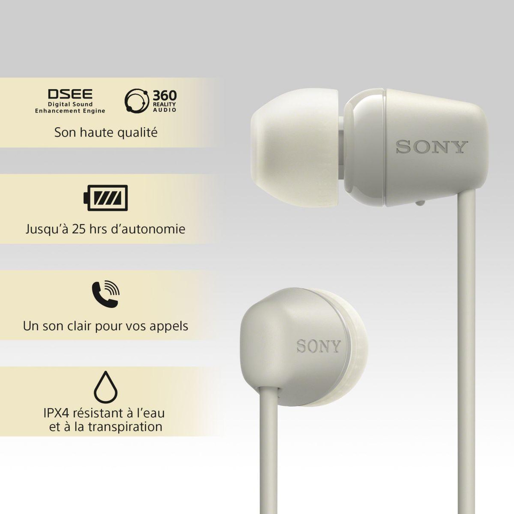Voir la diapositive 4 : SONY Ecouteurs WIC100 Taupe