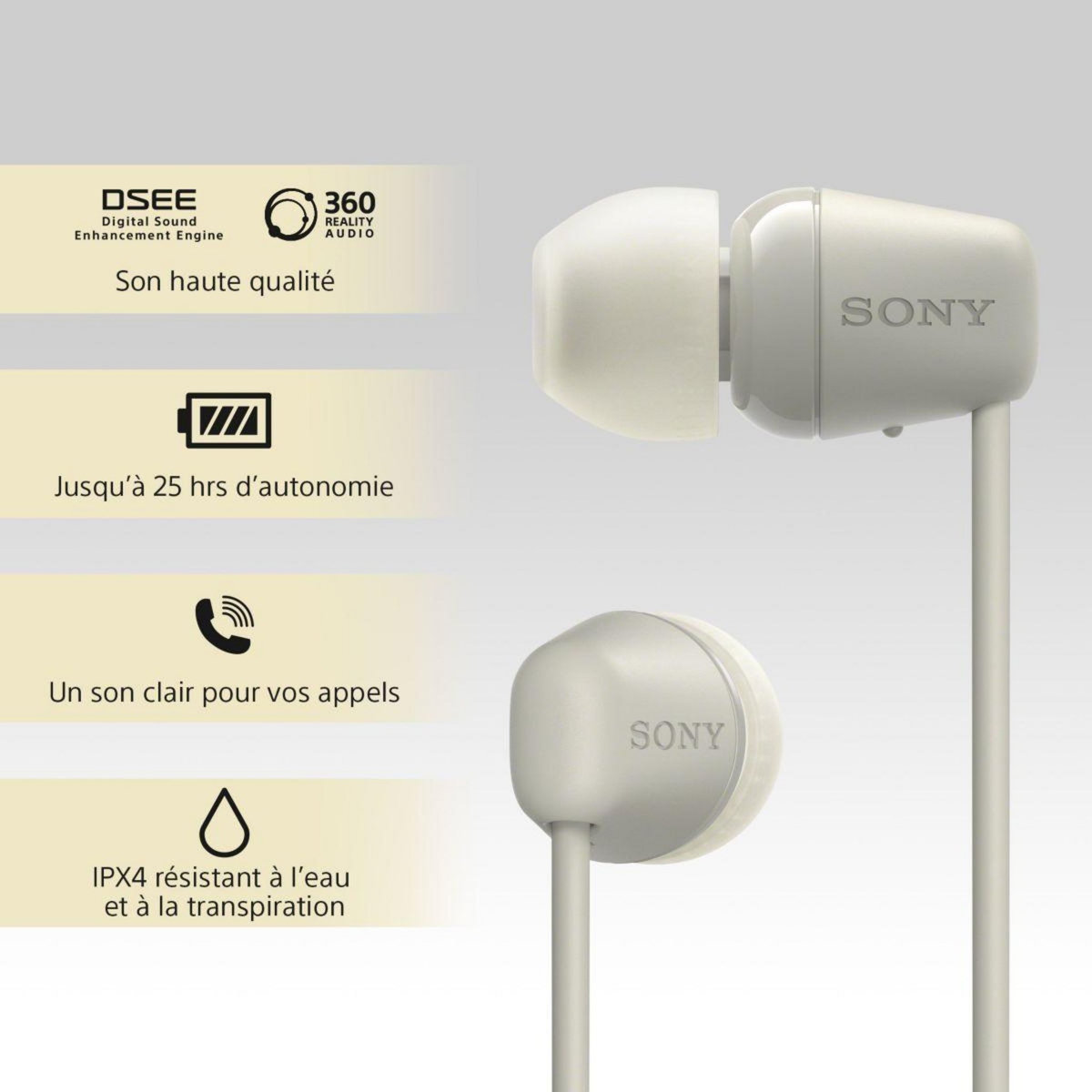SONY Ecouteurs WIC100 Taupe