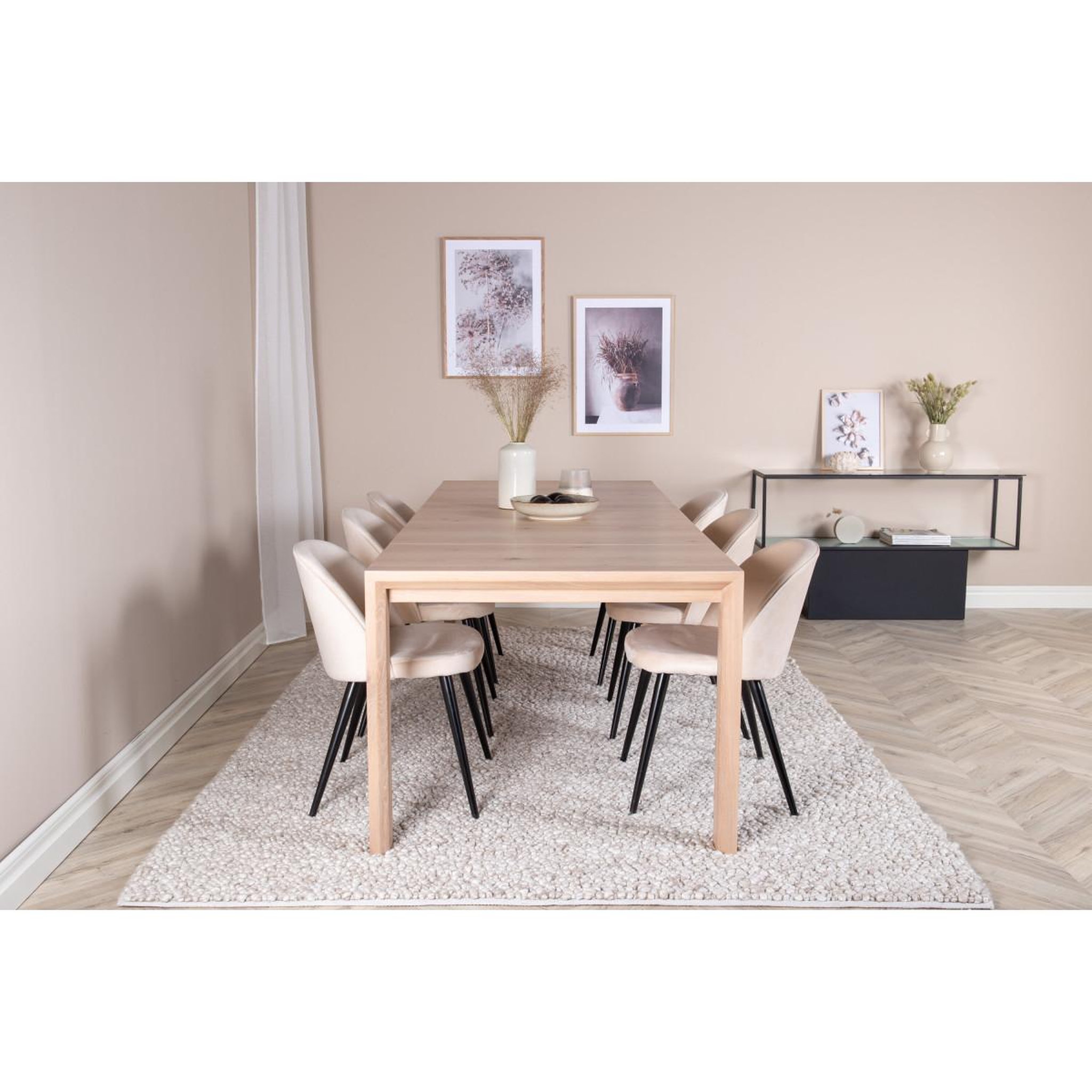 Voir la diapositive 6 : Paris Prix Ensemble table à manger extensible & 6 chaises  slider & velvet  170-250cm beige