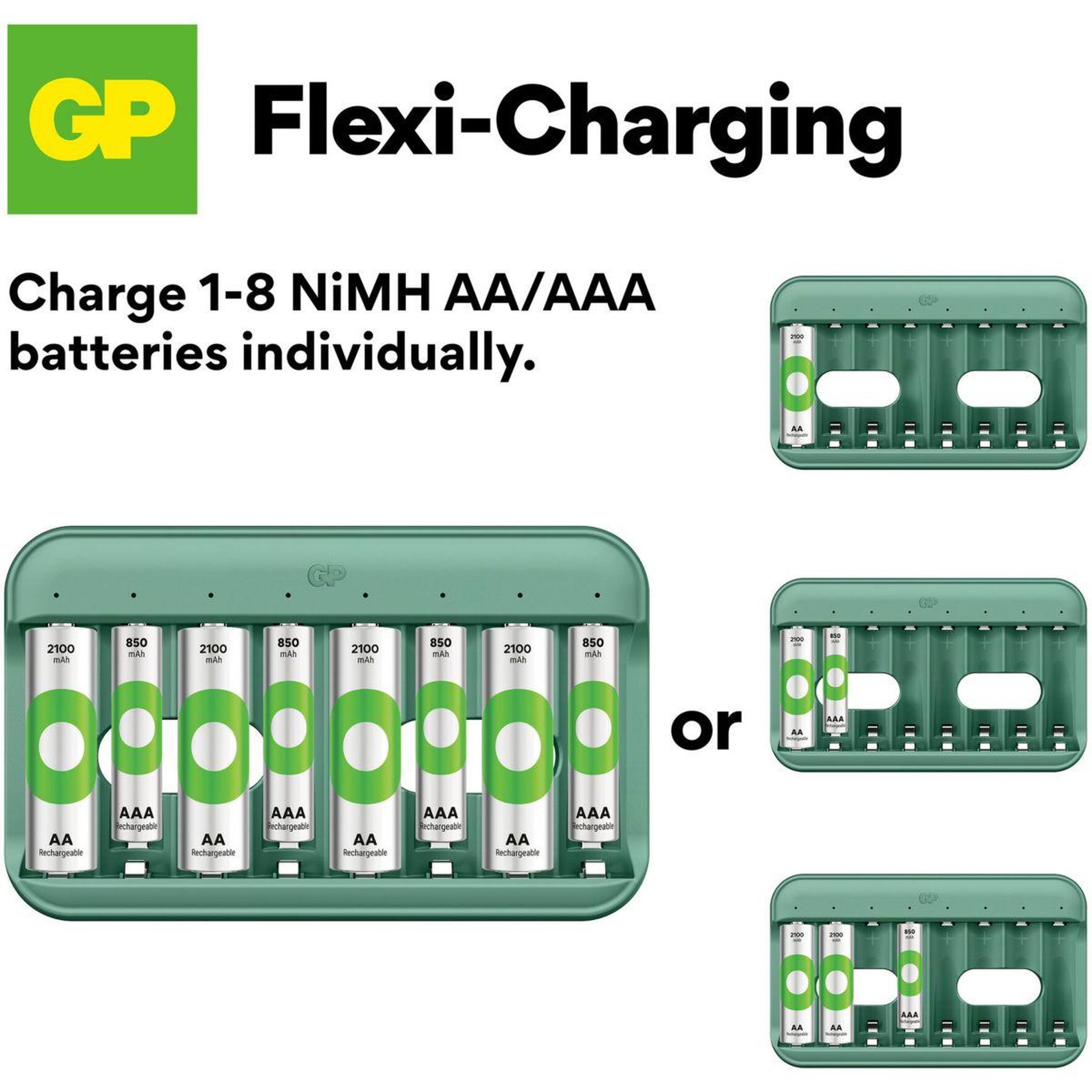 Voir la diapositive 5 : GP BATTERIES Chargeur de piles aa et aaa 8 canaux de charge