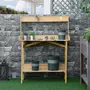 OUTSUNNY Table de rempotage jardinage - 2 étagères plateau tôle acier galvanisé avec rebord - bois sapin pré-huilé
