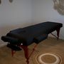 Voir la diapositive 6 : VIVEZEN Table de massage 15 cm pliante 2 zones en bois foncé avec panneau Reiki + Accessoires et housse de transport - Noir