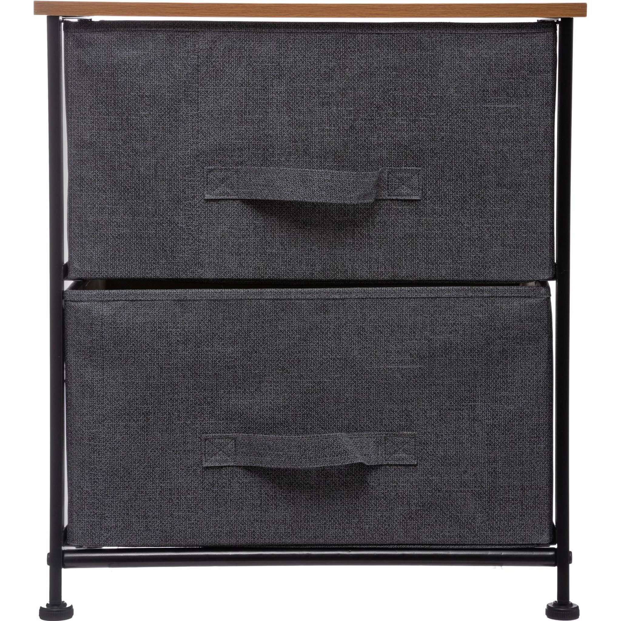 Voir la diapositive 2 : FIVE Table de chevet à 2 tiroirs - h. 51 cm - gris foncé