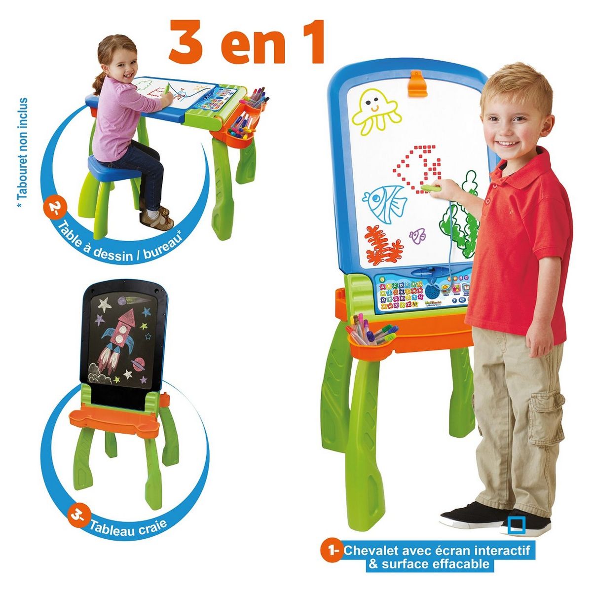 VTECH Magi chevalet intéractif 3 en 1 mixte Bleu/Vert 