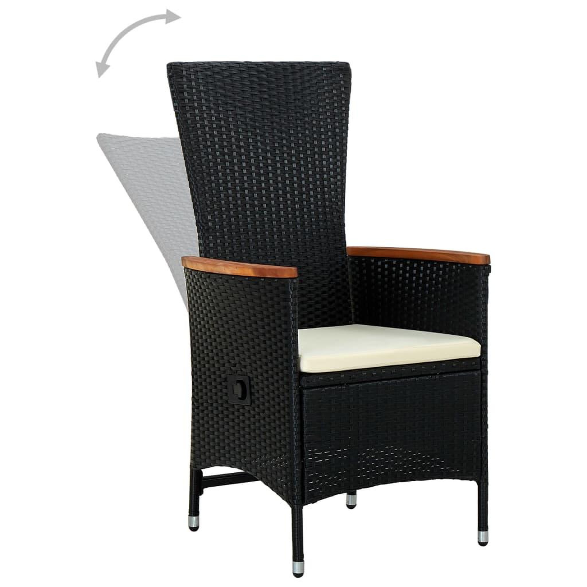 Voir la diapositive 5 : VIDAXL Ensemble a manger de jardin avec coussins 3 pcs noir