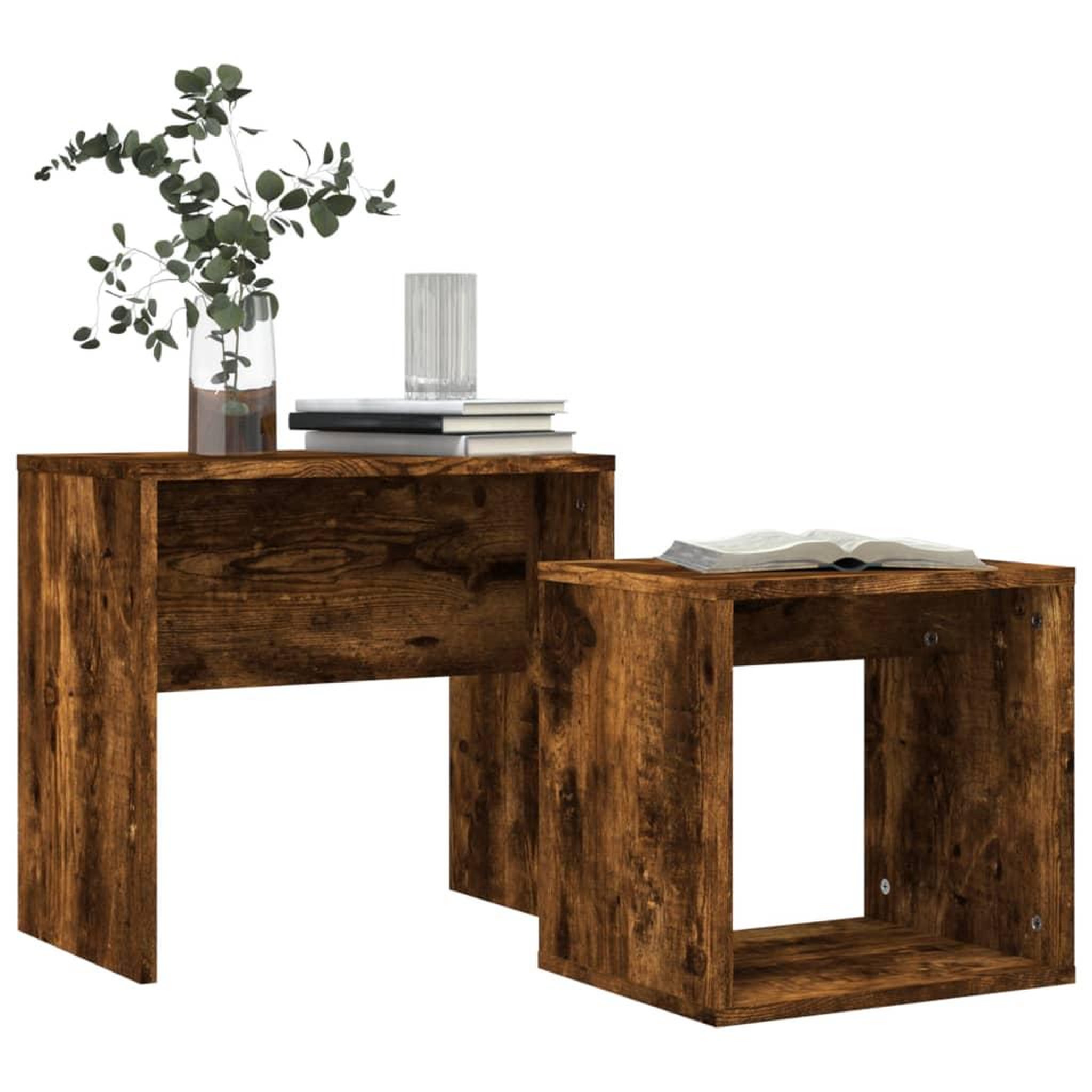 Voir la diapositive 3 : VIDAXL Tables basses gigognes 2 pcs chene fume bois d'ingenierie