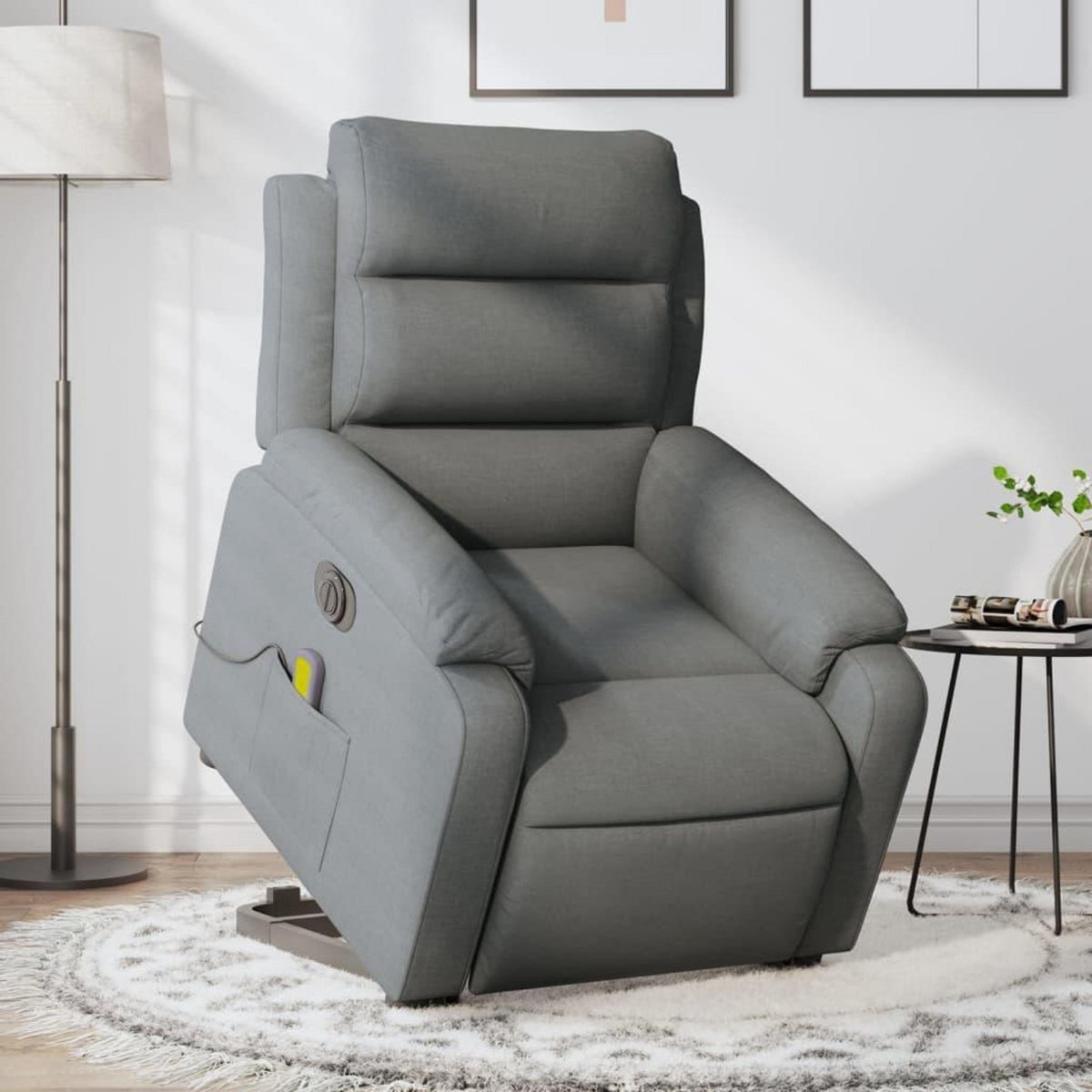 VIDAXL Fauteuil inclinable de massage electrique Gris fonce Tissu