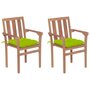 VIDAXL Chaises de jardin 2 pcs avec coussins vert vif Bois de teck