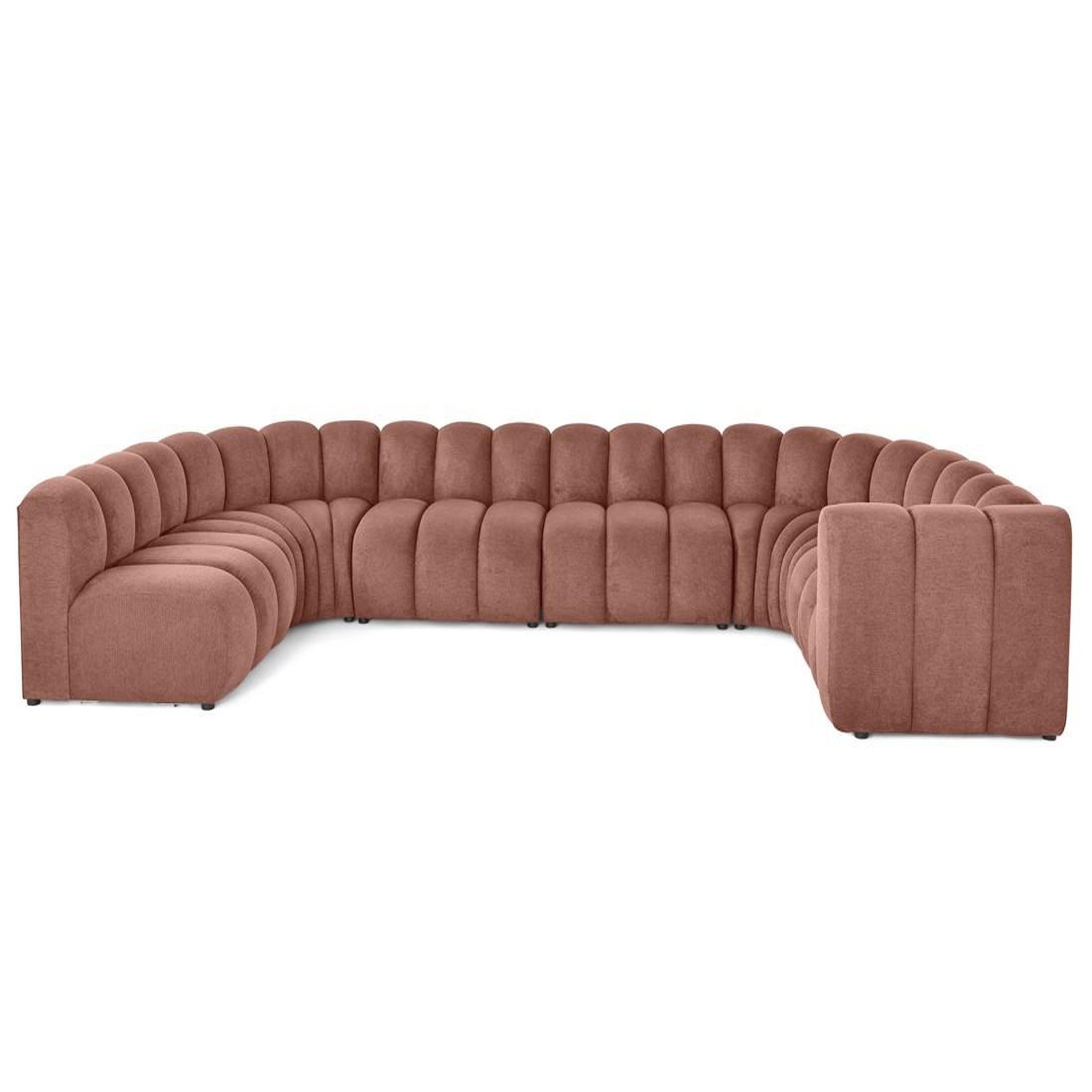 LISA DESIGN Debbie - canapé modulable panoramique d'angle gauche 7 places en tissu texturé