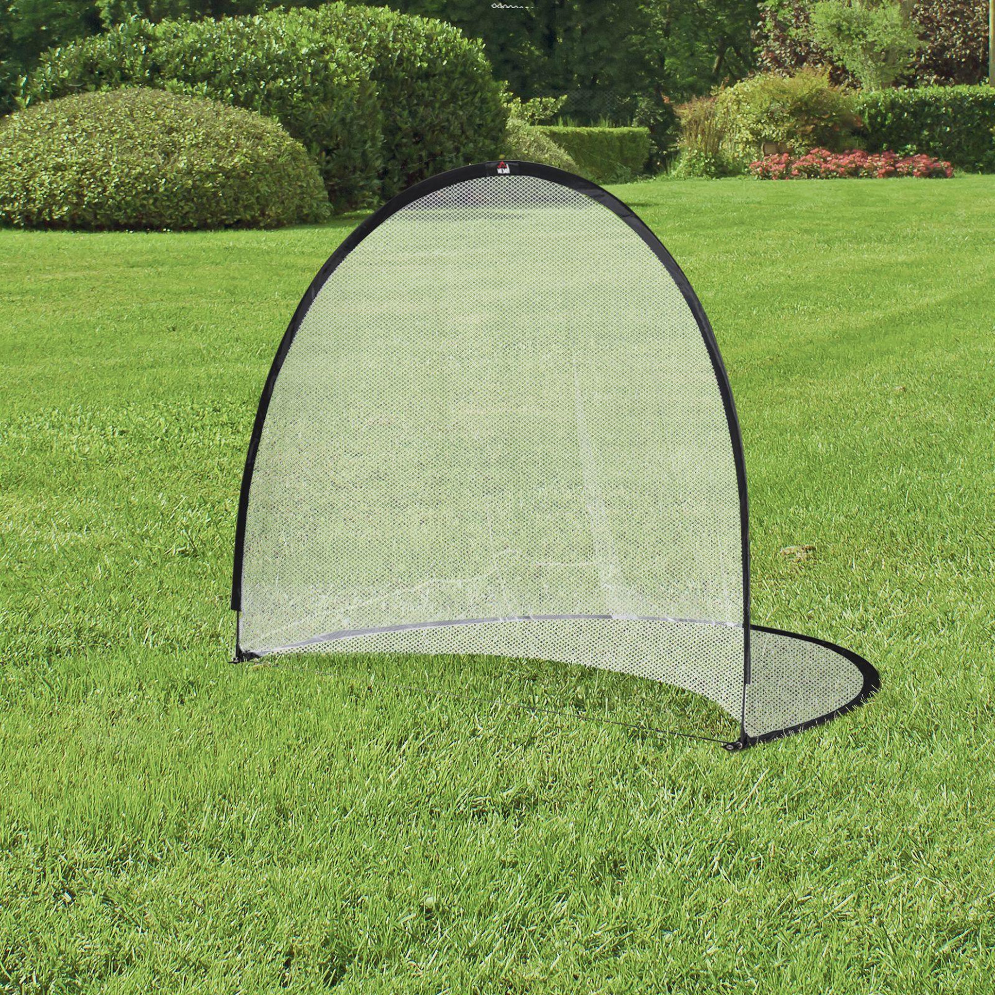 Voir la diapositive 2 : HOMCOM Cage de foot portable - but de football futsal pliable pop up - sac rangement, piquets inclus - dim. 247l x 203l x 201,5h cm - fibre verre oxford noir