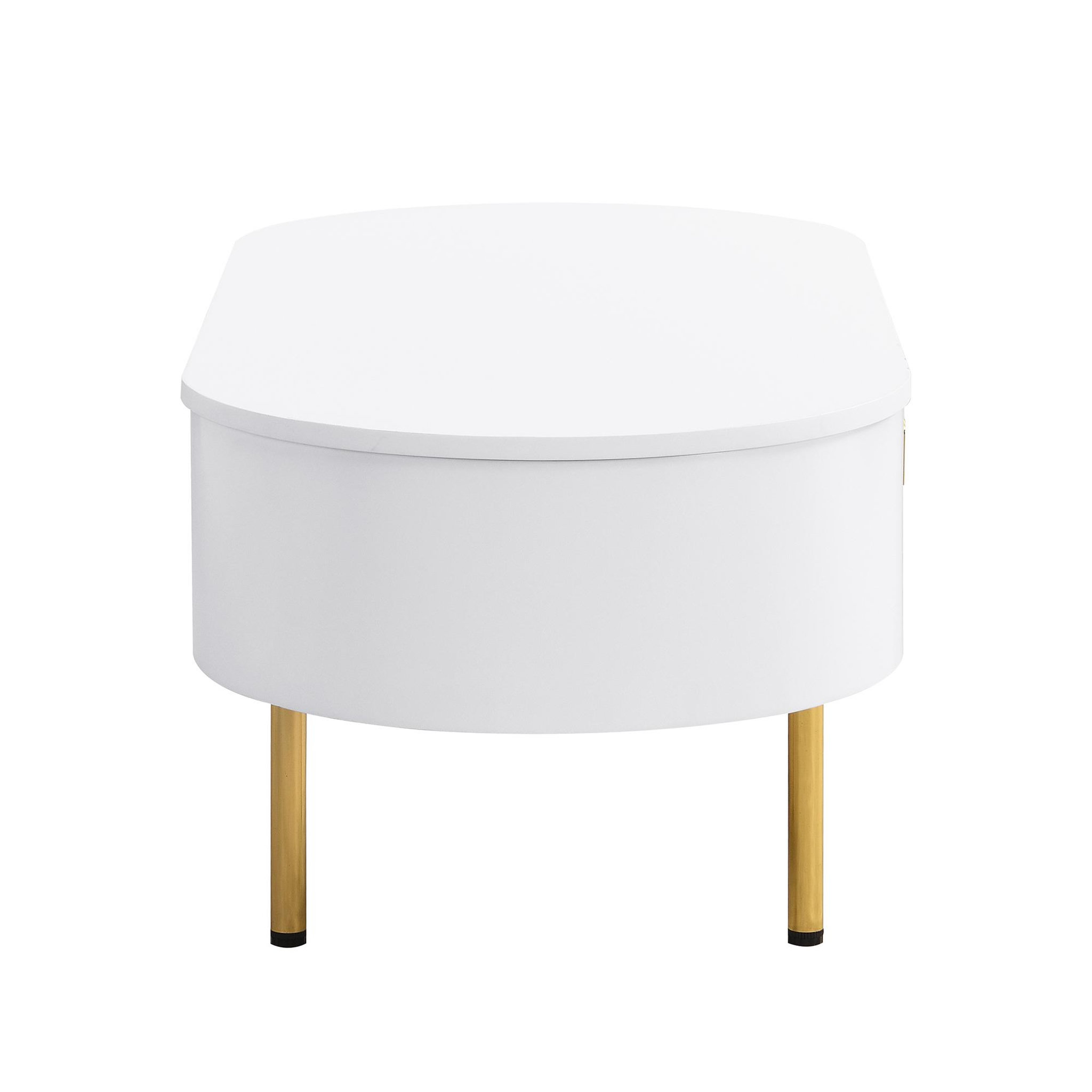 Voir la diapositive 6 : MERAX Table Basse Ovale Avec 2 Tiroirs Blanc