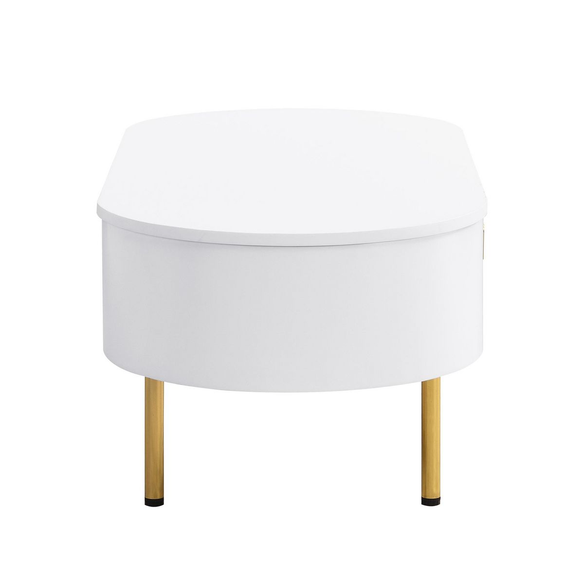 MERAX Table Basse Ovale Avec 2 Tiroirs Blanc