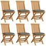 Voir la diapositive 1 : VIDAXL Chaises de jardin et coussins gris lot de 6 Bois de teck massif