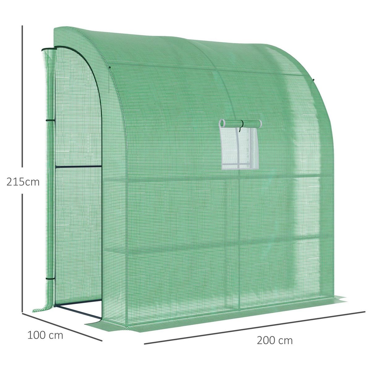 OUTSUNNY Serre de jardin adossée serre adossée dim. 2L x 1l x 2,13H m 4 étagères 2 portes zippées 1 fenêtre acier PE haute densité vert