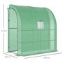 Voir la diapositive 3 : OUTSUNNY Serre de jardin adossée serre adossée dim. 2L x 1l x 2,13H m 4 étagères 2 portes zippées 1 fenêtre acier PE haute densité vert