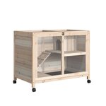 PAWHUT Clapier à lapin sur roulettes cage à lapin 2 niveaux toit ouvrant verrouillable plateau déjection coulissant rampe niche bois de sapin